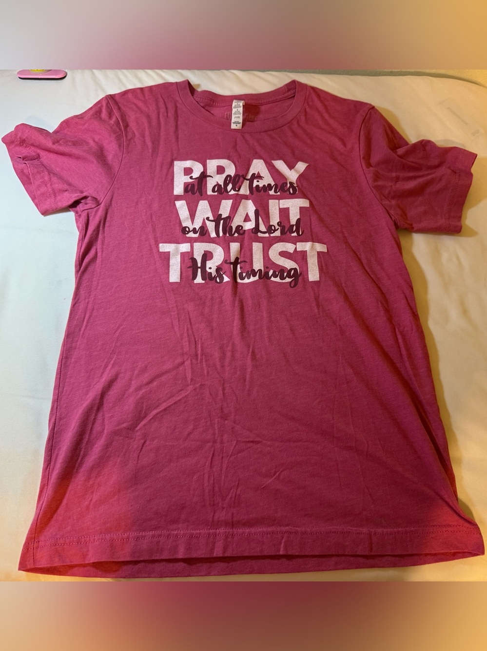 Pink Graphic 'Pray Wait Trust' Tee
